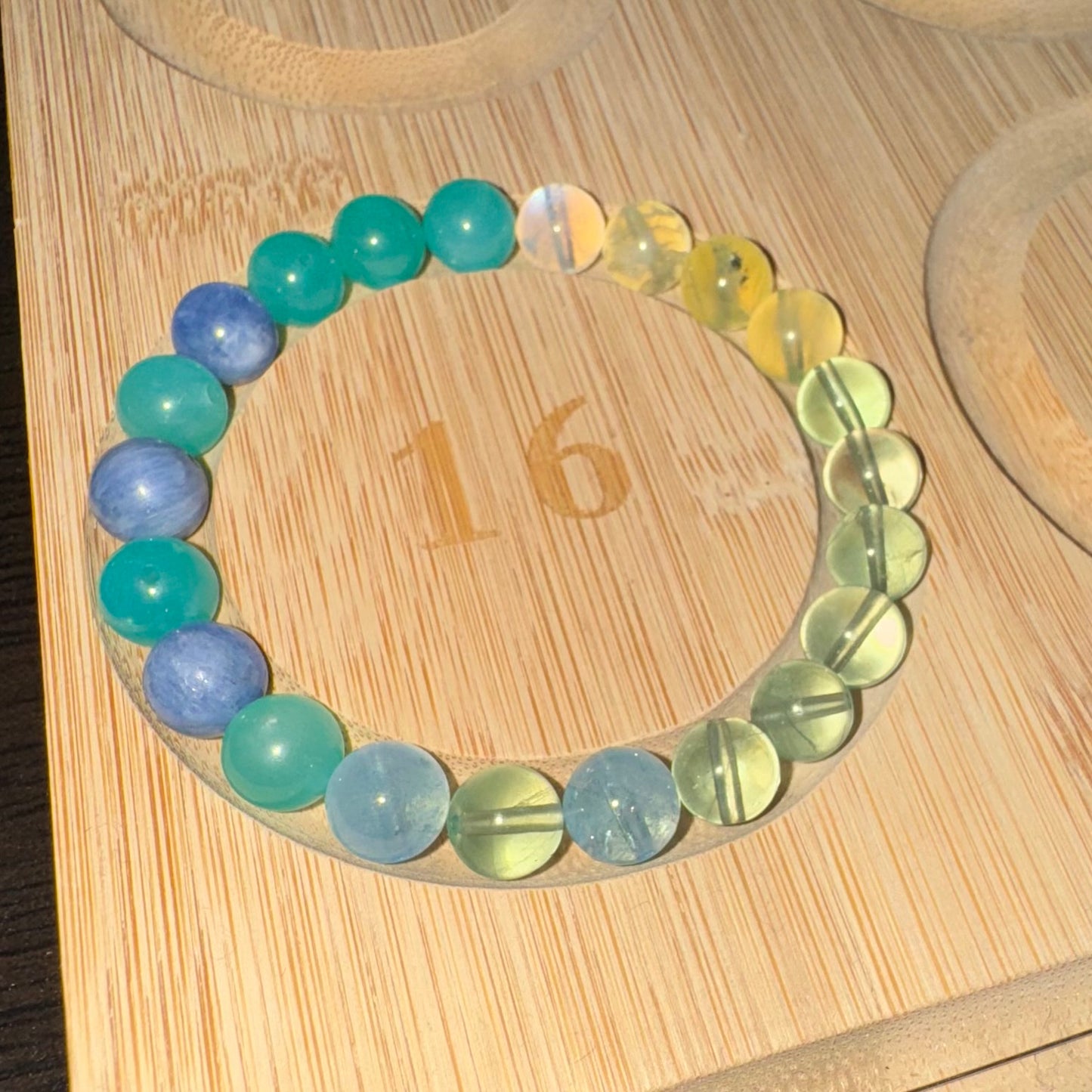 Aqua Chalcedony & Blue Lace Agate Bracelet - 16cm Crystal Jewelry
