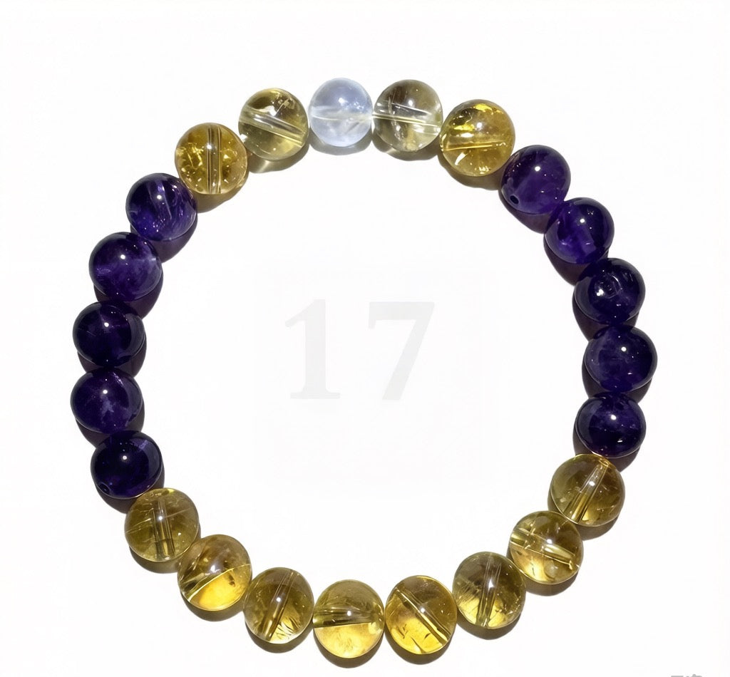 Amethyst & Citrine & Moonstone Bracelet | Healing Crystal Stretch Jewelry