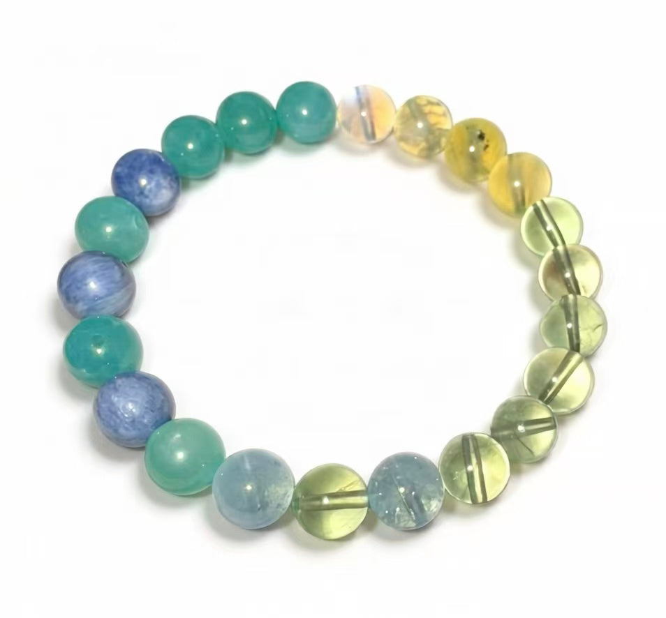 Aqua Chalcedony & Blue Lace Agate Bracelet - 16cm Crystal Jewelry